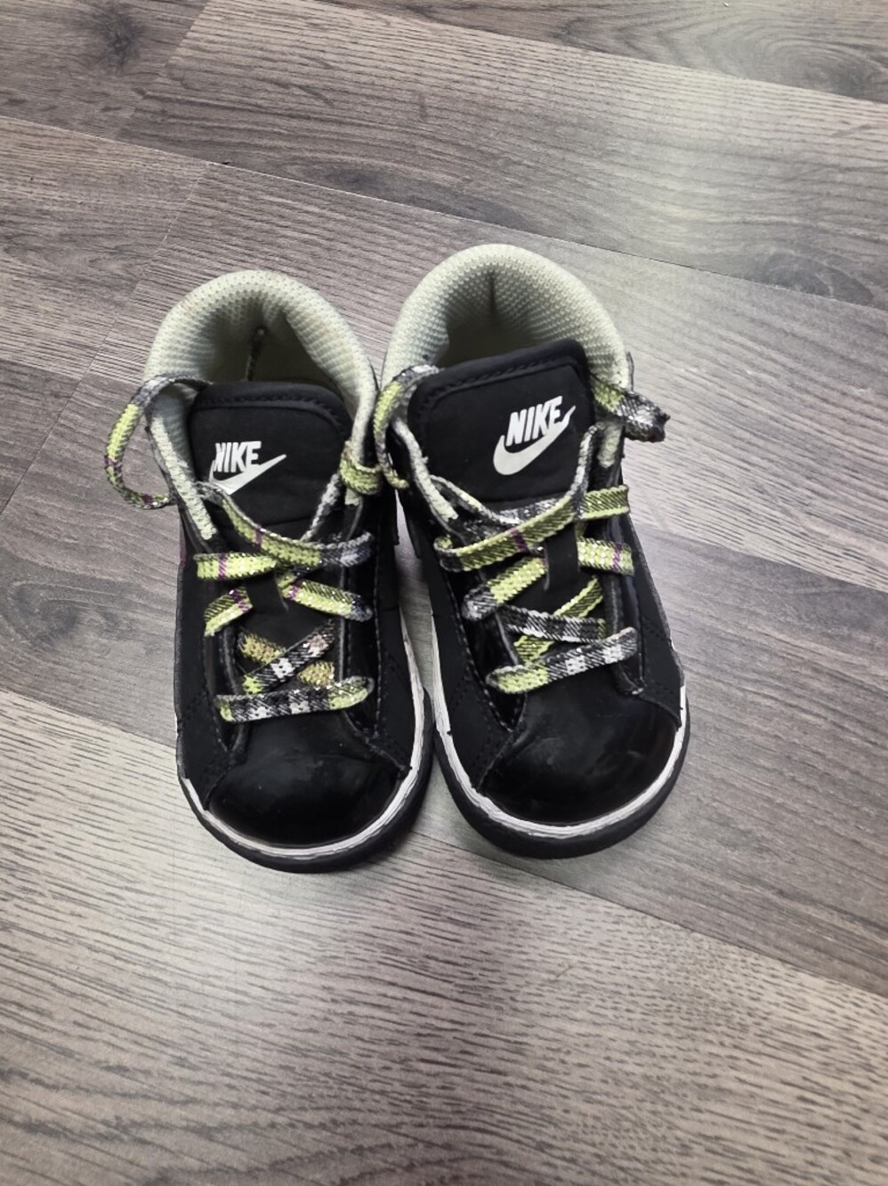 Nike Black Sneakers with Lime Accents for Kids